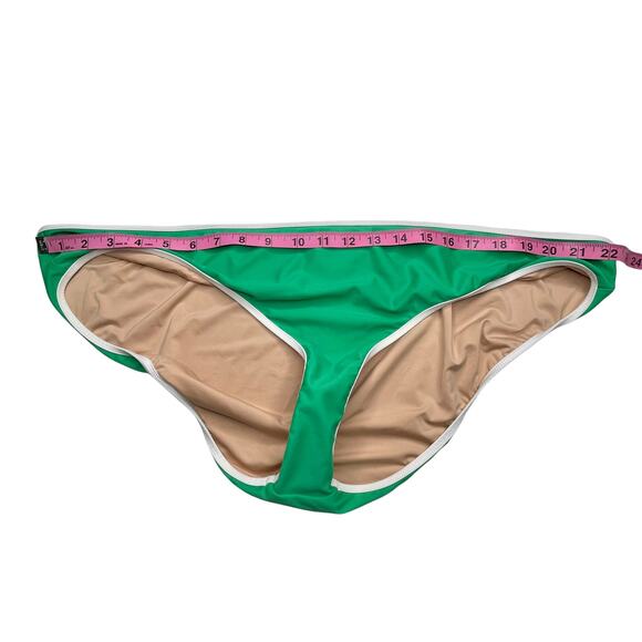 J.Crew Eco Tipped Surf Hipster Bikini Bottoms Green White 3X NEW - Picture 3 of 5